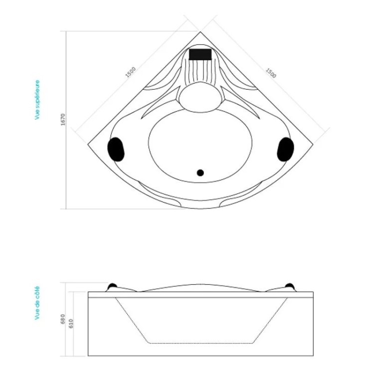 Baignoire balnéo d’angle MAKEMO ICONFORT | Thalassor