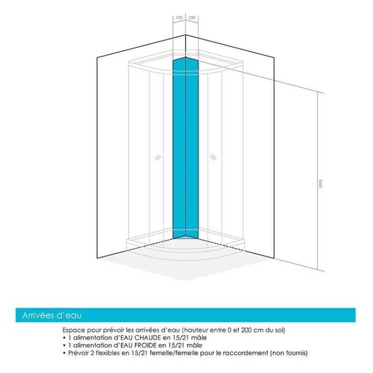 Cabine de douche d'angle SILVER | Optimisation de l'espace | Thalassor