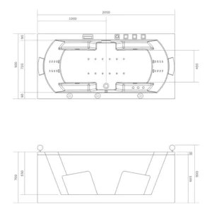 Baignoire balnéo rectangulaire ARKOS de 200 x 90 cm, dotée de fonctionnalités avancées comme le Bluetooth, un système de rinçage automatique, et une pompe puissante, disponible à l'achat et pour la livraison.
