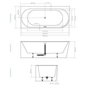 Baignoire îlot d'angle ELSA, dimensions 180 x 80 cm, en acrylique, idéale pour ajouter une touche moderne à votre salle de bain, disponible à l'achat et à la livraison.