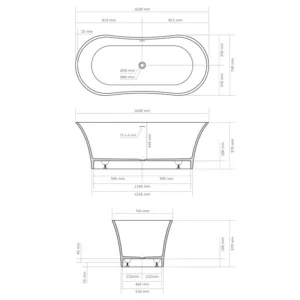 Baignoire îlot en Solid Surface mesurant 163 x 74 x 57 cm, idéale pour ajouter une touche moderne à votre salle de bain, disponible à l'achat et à la livraison.