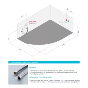 Baignoire balnéo d'angle IMASSAGE mesurant 150 x 100 cm, équipée d'un système Eau Air, disponible à l'achat et pour la livraison.