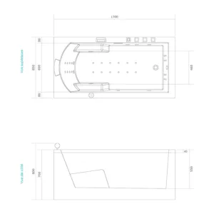Baignoire balnéo rectangulaire IDYNAMIC de dimensions 170 x 85 cm, équipée de diverses fonctionnalités modernes telles qu'un circuit EAU AIR AIR, fonction rinçage, séchage automatique, Bluetooth et une pompe puissante, disponible à la vente avec livraison.