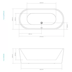 Baignoire îlot moderne en acrylique mesurant 177 x 80 x 58 cm, disponible à l'achat et à la livraison.
