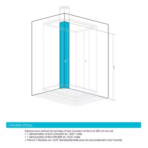 Cabine de douche rectangulaire SILVER de 120 x 80 cm en finition noire, avec robinetterie thermostatique, traitement anticalcaire et installation aisée, disponible à l'achat et pour la livraison.