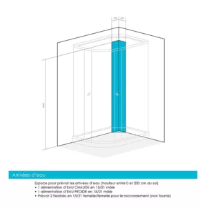 Cabine de douche asymétrique SILVER de couleur noire, mesurant 120 x 90 cm et d'une hauteur de 211 cm, disponible à l'achat et à la livraison.