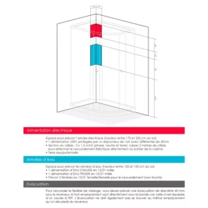 Cabine de douche hydromassante asymétrique de dimensions 120 x 90 x 211 cm en blanc, disponible à l'achat et à la livraison.