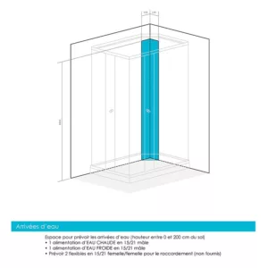 Cabine de douche rectangulaire SILVER mesurant 140 x 90 x 211 cm, de couleur blanche, disponible à l'achat et à la livraison.