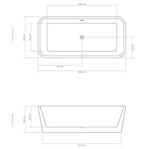 Baignoire îlot en acrylique VENUS de dimensions 180 x 75 x 56 cm, élégante et moderne, disponible à l'achat et pour livraison.