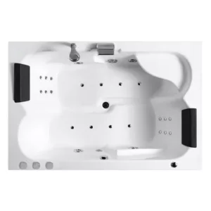 Baignoire balnéo rectangulaire IMASSAGE de 180 x 120 cm pour deux personnes, équipée d'un système eau-air et d'une pompe puissante, disponible à l'achat et livraison.