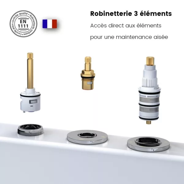 Baignoire balnéo d'angle SIRIUS de dimensions 170 x 120 cm, dotée de fonctionnalités avancées telles qu'un circuit d'eau et air, fonction de rinçage, auto-séchage, connectivité Bluetooth et une pompe puissante, disponible à l'achat et à la livraison.
