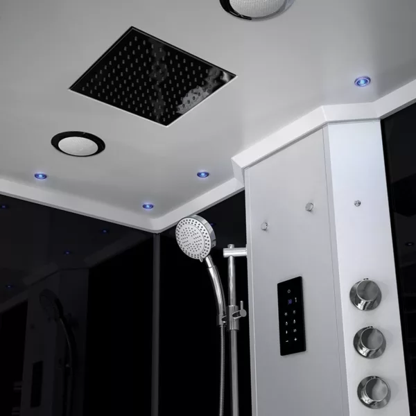 Douche hammam URBAN de 100 x 100 cm, idéale pour un usage individuel avec dimensions de 100 x 100 x 215 cm, disponible à l'achat et à la livraison.