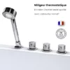 Baignoire balnéo d'angle IDYNAMIC, dimensions 150 x 150 cm, conçue pour deux personnes, avec des équipements complets tels que circuit EAU AIR AIR, fonction rinçage, séchage automatique, Bluetooth et pompe puissante, disponible à l'achat et à la livraison.