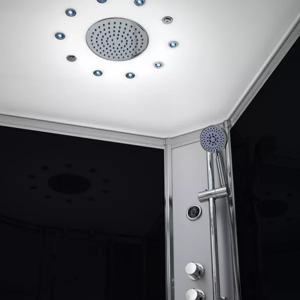 Cabine de douche hydro rectangulaire de 140 x 90 cm, design noir de la collection SILVER, parfaite pour un espace moderne et confortable, disponible à l'achat avec livraison.