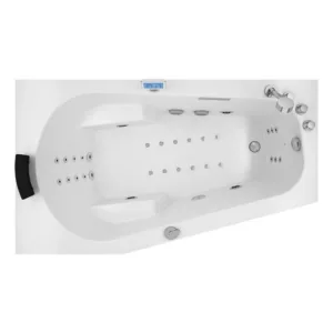 Baignoire balnéo rectangulaire IDYNAMIC de 170 x 100 cm, équipée de fonctionnalités avancées comme le circuit eau-air, la fonction de rinçage et le séchage automatique, avec connectivité Bluetooth et une pompe puissante, disponible à l'achat et à la livraison.