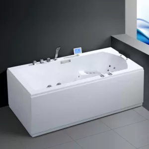 Baignoire balnéo rectangulaire NEOS IPOWER de dimensions 170 x 85 cm, dotée de 49 jets, d'un réchauffeur d'eau, d'un système de massage avec programmes, ainsi que d'une connectivité Bluetooth, disponible à l'achat avec livraison.
