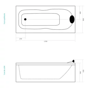 Baignoire balnéo rectangulaire IMASSAGE de 170 x 80 cm, équipée d'un système Eau Air et d'une pompe puissante, disponible à l'achat et à la livraison.