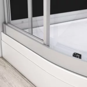 Cabine de douche rectangulaire SILVER noire mesurant 120x80 cm, avec installation aisée, robinetterie thermostatique, traitement anticalcaire des verres et design épuré, disponible à l'achat et livraison.