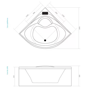 Baignoire balnéo d'angle IMASSAGE de 135 x 135 cm intégrant un système Eau Air, idéale pour une expérience de spa à domicile, disponible à l'achat et pour livraison.