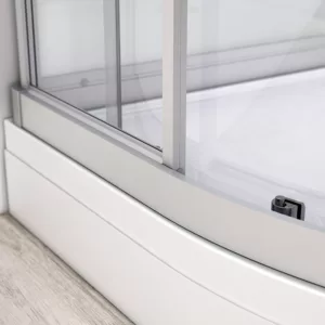 Cabine de douche rectangulaire de la collection SILVER, mesurant 140 x 90 x 211 cm, avec une finition noire, disponible à l'achat et à la livraison.