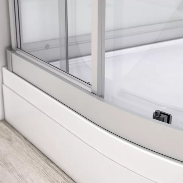 Cabine de douche d'angle de la collection SILVER, mesurant 90 x 90 cm et 211 cm de hauteur, de couleur blanche, disponible à l'achat et à la livraison.