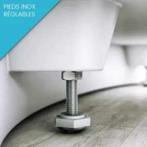 Baignoire îlot en Solid Surface de la Collection MATE, mesurant 160 cm de longueur, 68 cm de largeur et 58 cm de hauteur, disponible à l'achat et à la livraison.