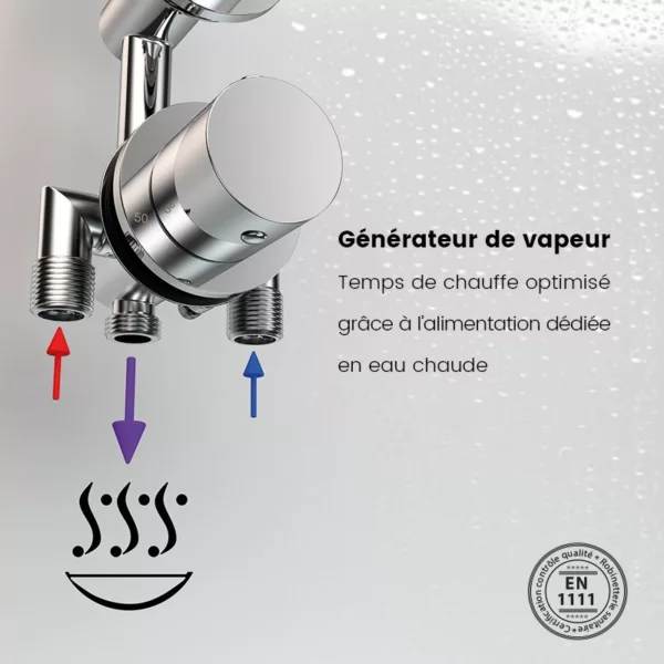 Cabine de douche hammam URBAN de 100 x 100 cm, design pour une personne avec des dimensions de 100 x 100 x 215 cm, disponible à l'achat et livraison.