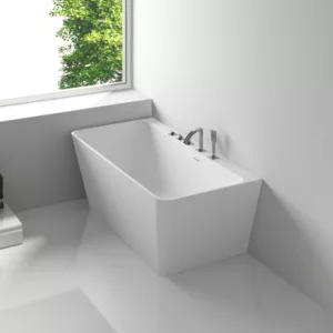 Baignoire semi-ilot moderne en Solid Surface de la collection MATE, disponible à l'achat et à la livraison.