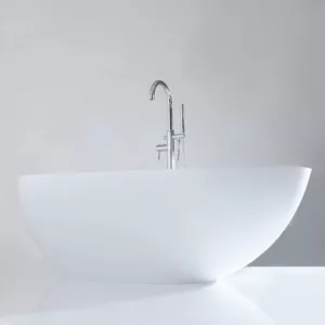 Baignoire îlot COCOON 170 MATE en Solid Surface, dimensions 170 x 86 x 55(h) cm, design moderne et épuré, disponible à l'achat et à la livraison.