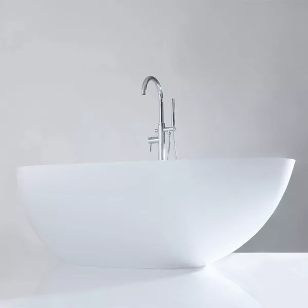 Baignoire îlot COCOON 170 MATE en Solid Surface, dimensions 170 x 86 x 55(h) cm, design moderne et épuré, disponible à l'achat et à la livraison.