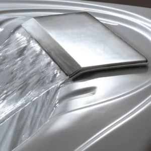 Baignoire balnéo d'angle de 150 x 100 cm avec 20 jets, pompe SILENCIA de 900W, réchauffeur d'eau de 2000W, et éclairage LED multicouleur, disponible à l'achat et pour livraison.