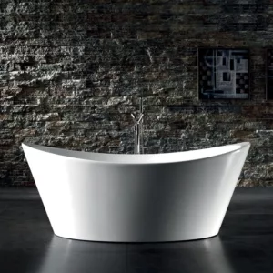 Baignoire îlot en acrylique SCALA de dimensions 180 x 90 x 71 cm, idéale pour une salle de bain élégante, disponible à l'achat et à la livraison.