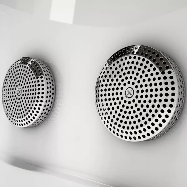 Baignoire balnéo d'angle SIRIUS de dimensions 170 x 120 cm avec Bluetooth, pompe puissante, circuit EAU AIR AIR, fonction rinçage et séchage auto, disponible à l'achat et la livraison.