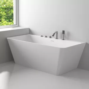 Baignoire semi-ilot moderne LOVE 170 MATE en Solid Surface, parfaite pour une salle de bain contemporaine, disponible à l'achat et en livraison.