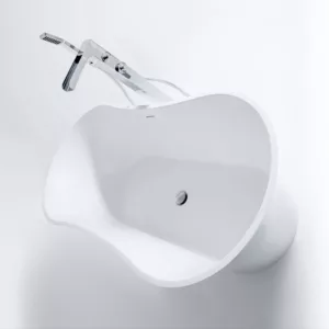 Baignoire îlot moderne en Solid Surface de la collection MATE, dimensions 163 x 74 x 57 cm, disponible à l'achat et à la livraison.