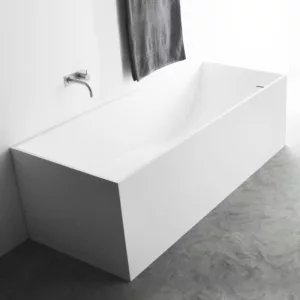 Baignoire îlot en Solid Surface de dimensions 180 x 76 x 58 cm, offrant un design moderne pour un confort optimal dans la collection MATE, disponible à l'achat et pour la livraison.