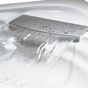 Baignoire balnéo d'angle IMASSAGE de dimensions 150 x 100 cm, équipée d'un système Eau Air, disponible à l'achat et à la livraison.