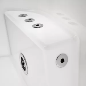 Baignoire balnéo rectangulaire KORUS IPOWER 170 x 100 cm dotée de 49 jets, d'un réchauffeur d'eau, d'un circuit EAU AIR AIR TURBO et de programmes de massage, avec connectivité Bluetooth, disponible à l'achat et livraison.