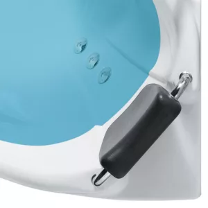 Baignoire balnéo d'angle 150 x 150 cm de la gamme IMASSAGE, conçue pour 2 personnes avec un système de massage Eau Air, disponible à l'achat et à la livraison.