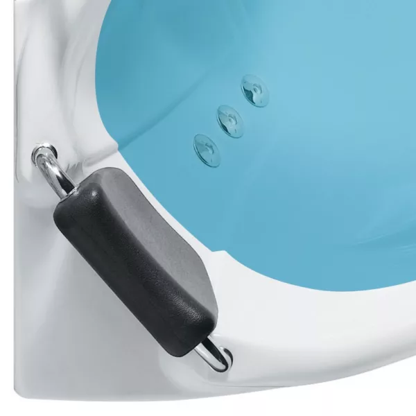 Baignoire balnéo d'angle 150 x 150 cm pour 2 personnes, modèle IMASSAGE, équipée d'un système Eau Air, disponible à l'achat et à la livraison.