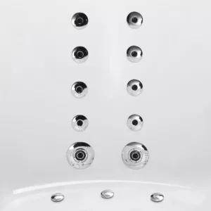 Baignoire balnéo d'angle SIRIUS IPOWER de dimensions 170 x 120 cm, équipée de 51 jets, d'un réchauffeur d’eau, d'un circuit EAU AIR AIR TURBO et de programmes de massage, avec connectivité Bluetooth, disponible à l'achat et pour livraison.