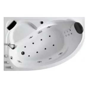 Baignoire balnéo d'angle IMASSAGE de 150 x 100 cm, équipée d'un système Eau Air, disponible à l'achat et pour livraison.