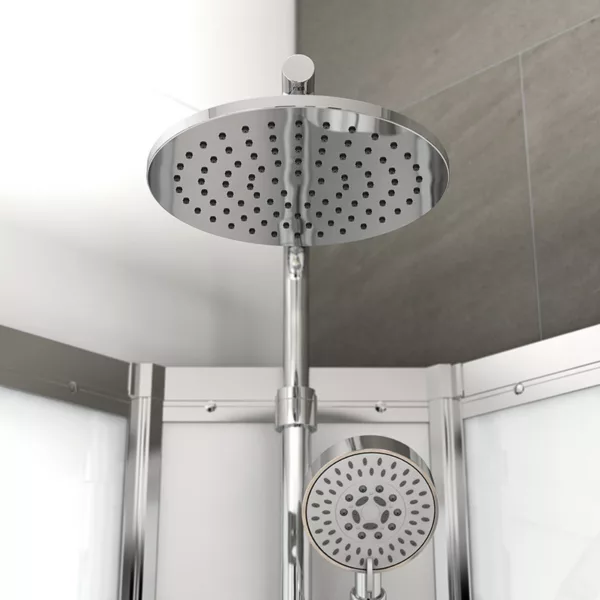 Cabine de douche d'angle SILVER de dimensions 90 x 90 cm en couleur blanche, idéale pour optimiser l'espace dans votre salle de bain, disponible à l'achat et à la livraison.