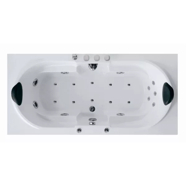 Baignoire balnéo rectangulaire BIPLACE de dimensions 180 x 80 cm, équipée d'un puissant système de pompe Eau-Air, disponible à l'achat et à la livraison.