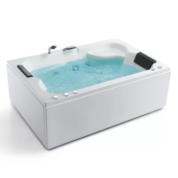 Baignoire balnéo rectangulaire 2 places de 180 x 120 cm, dotée d'un système Eau Air et d'une pompe puissante, disponible à l'achat et à la livraison.