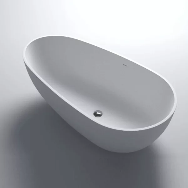 Baignoire îlot moderne COCOON en Solid Surface, mesurant 170 x 86 x 55 cm, disponible pour achat et livraison.