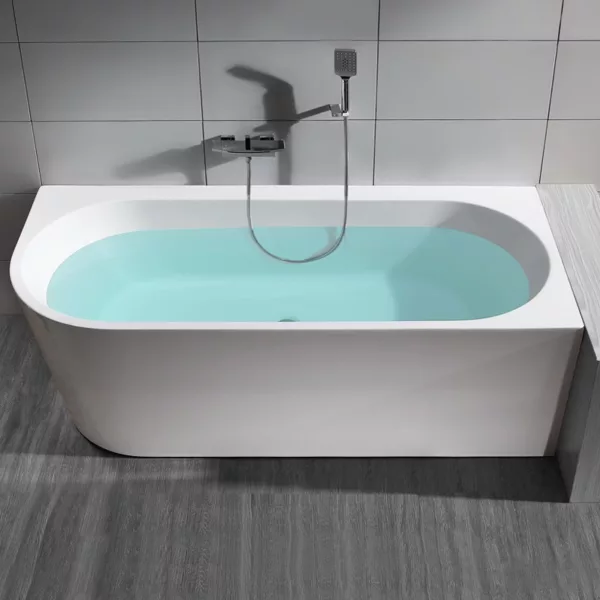 Baignoire îlot d'angle ELSA en acrylique mesurant 180 x 80 cm, conçue pour un confort optimal dans votre salle de bain, disponible à l'achat et à la livraison.