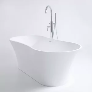 Baignoire îlot en Solid Surface, modèle 163 MATE, dimensions 163 x 74 x 57 cm, élégante et moderne, disponible à la vente et livraison.