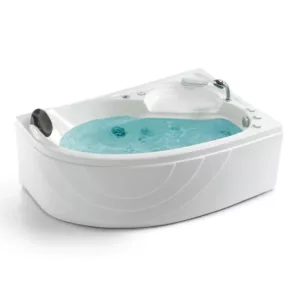 Baignoire balnéo d'angle IMASSAGE de dimensions 150 x 100 cm, équipée d'un système Eau Air, disponible à l'achat et à la livraison.