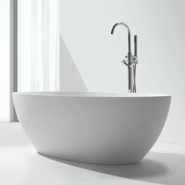 Baignoire îlot en Solid Surface, dimensions 160 x 80 x 51 cm, de la Collection MATE, disponible à l'achat et la livraison.